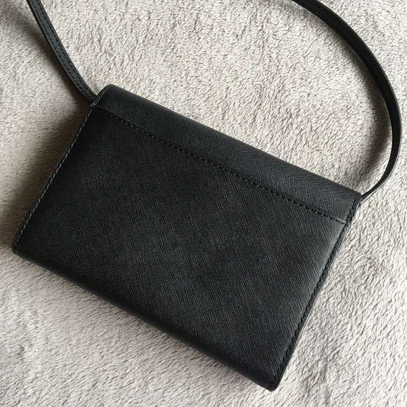 KATE SPADE Black Laurel Way Jeweled Crossbody Bag Clutch Wallet Removable strap - Picture 4 of 8